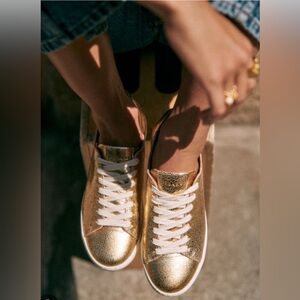 Sezane Jack Trainers Doré Lisse - Size 38